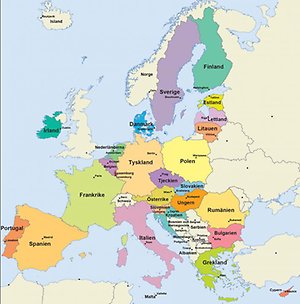 Karbidl över europa och de länder som är med i EU