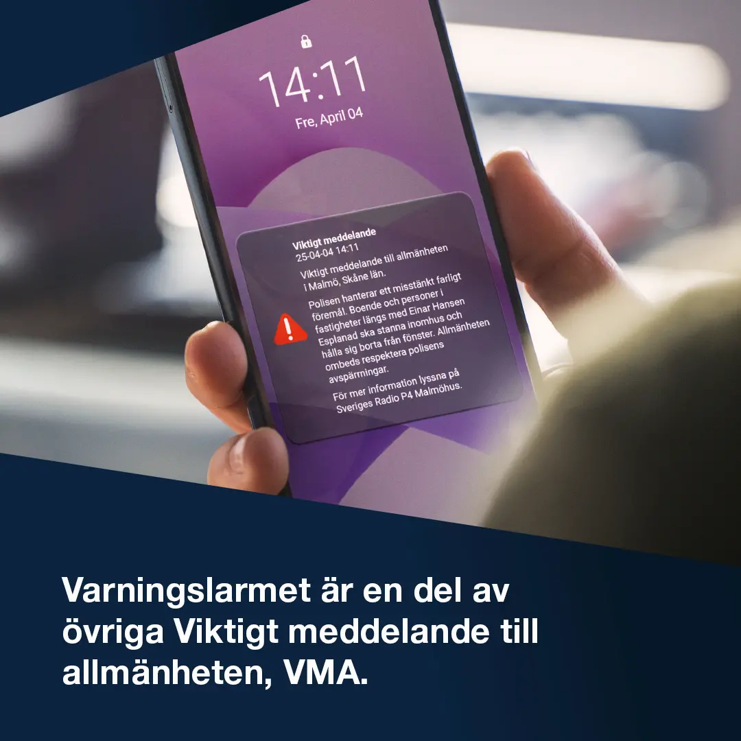 Mobil med viktigt meddelande till allmänheten exempel