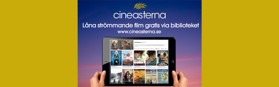 Händer håller surfplatta med Cineasterna