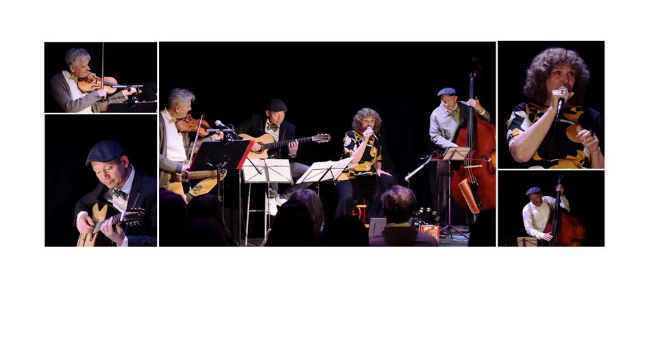 Gruppen Ravaillacs medlemmar samlad som grupp och egna porträtt.