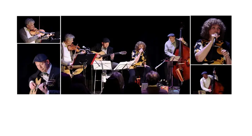 Gruppen Ravaillacs medlemmar samlad som grupp och egna porträtt.