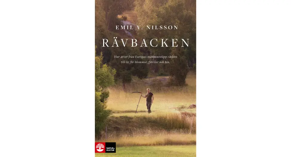 man som går på en äng med lie