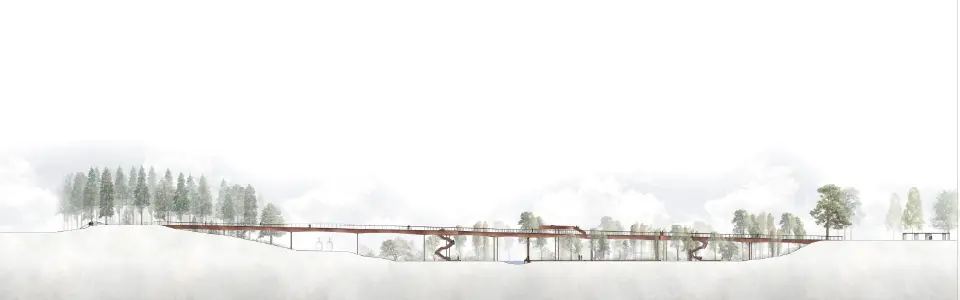Visionsbild bro över Kyllings maders naturpark