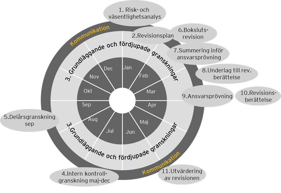 Årshjul för hur revisionen arbetar