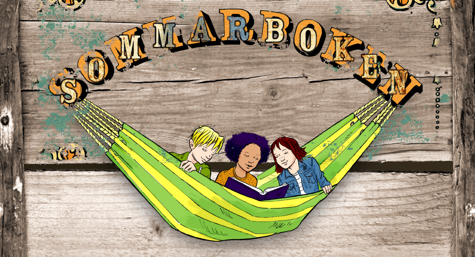 Barn läser i hammock