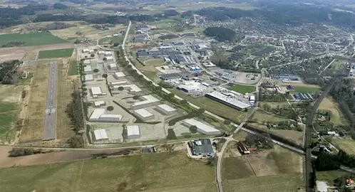 Flygbild över Vårgårda industriområde